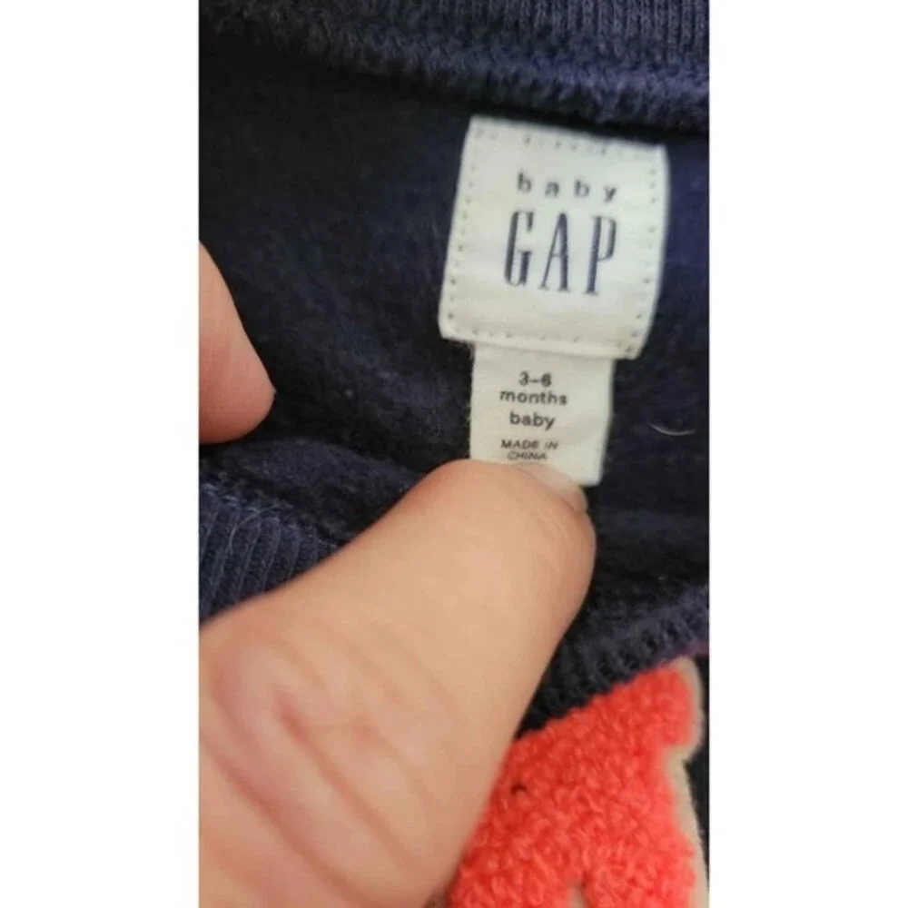 Baby‎ Gap Navy Blue Red Arch Logo Sweatshirt Pullover 3-6 Months Fleece Raglan